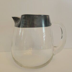 Mid-Century Modern Dorothy Thorpe Glass Pitcher With Metal Rim Handle